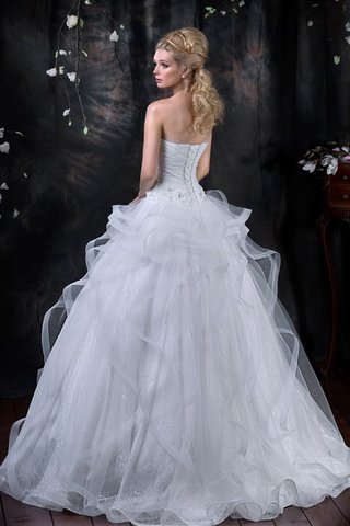 Robe de mariée naturel de traîne moyenne avec fleurs jusqu'au sol de bustier