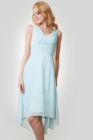 Robe demoiselle d'honneur ruché v encolure de tour de ceinture en haute avec chiffon haut bas