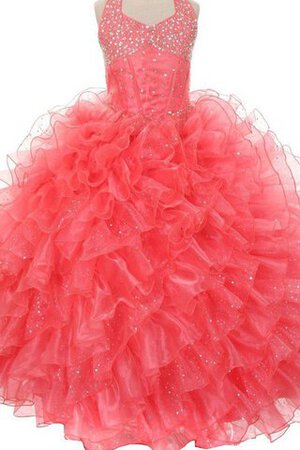 Robe cortège fille jusqu'au sol manche nulle en tissu pailleté ligne a avec zip