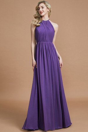 Robe demoiselle d'honneur naturel ligne a de princesse col u profond avec chiffon