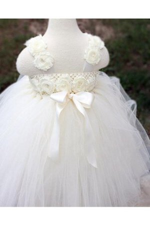 Robe cortège fille plissage avec fleurs arrivée au cheville textile en tulle de mode de bal