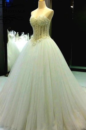 Robe de mariée cordon exquis avec perle col en forme de cœur naturel