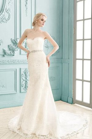 Robe de mariée facile avec cristal jusqu'au sol gaine en dentelle