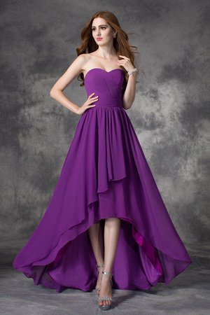 Robe demoiselle d'honneur manche nulle avec zip de princesse asymétrique haut bas