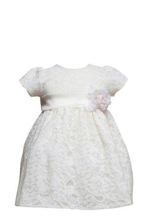 Robe cortège fille avec manche courte encolure ronde avec décoration dentelle avec fleurs