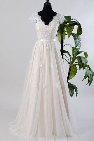 Robe de mariée intemporel ligne a v encolure jusqu'au sol textile en tulle