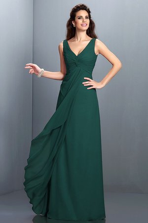 Robe demoiselle d'honneur plissage longue de princesse a-ligne bandouliere spaghetti