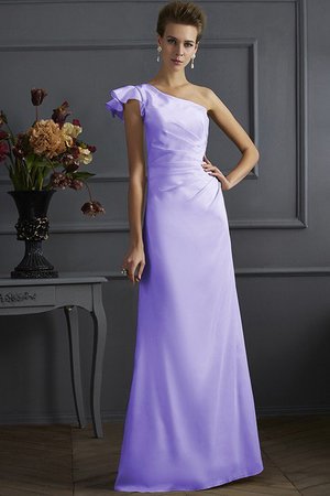 Robe demoiselle d'honneur longue naturel avec fronce maillot d'épaule asymétrique