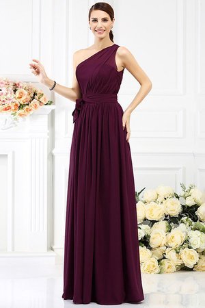 Robe demoiselle d'honneur longue de princesse ligne a manche nulle avec chiffon