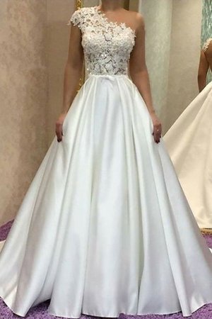 Robe de mariée en satin de princesse rêveur de traîne courte d'épaule asymétrique