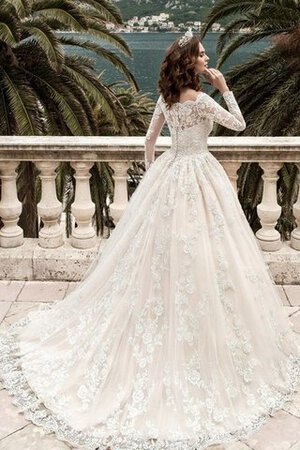 Robe de mariée distinguee de traîne moyenne appliques avec zip avec décoration dentelle