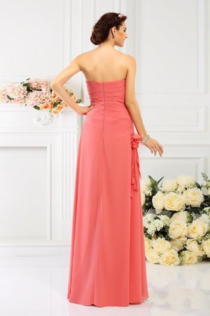 Robe demoiselle d'honneur longue en chiffon avec fleurs manche nulle avec zip