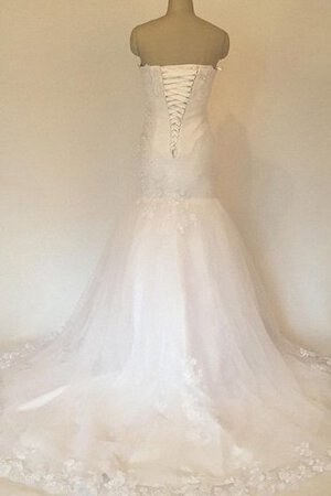 Robe de mariée cordon textile en tulle avec sans manches de sirène de traîne moyenne