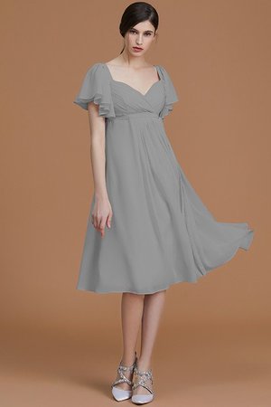 Robe demoiselle d'honneur naturel col en forme de cœur avec chiffon ruché avec zip