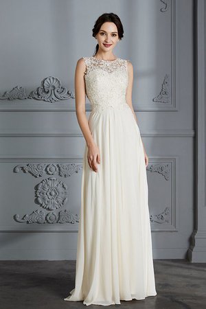 Robe de mariée naturel en chiffon longueur au ras du sol manche nulle ligne a