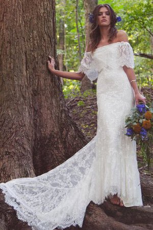 Robe de mariée impressioé romantique festonné en 1/2 manche de traîne moyenne