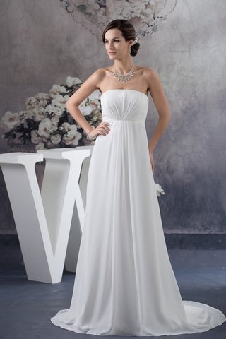 Robe de mariée plissé facile de traîne courte longueur au ras du sol avec chiffon