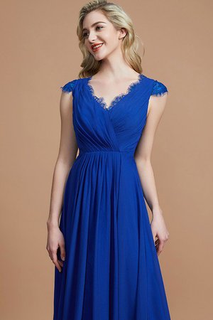 Robe demoiselle d'honneur naturel avec chiffon v encolure de princesse ligne a