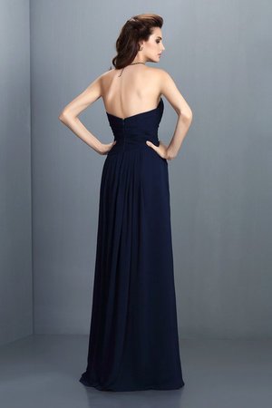 Robe demoiselle d'honneur longue avec chiffon avec zip avec fronce manche nulle