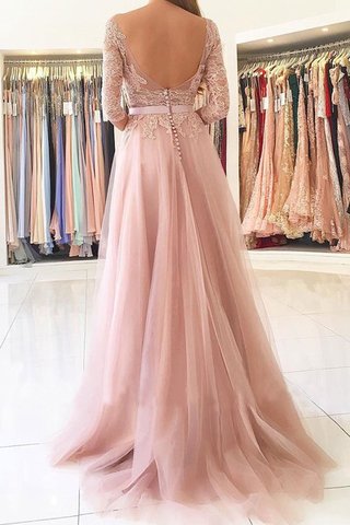 Robe de bal luxueux en dentelle avec manche 3/4 textile en tulle longueur au ras du sol