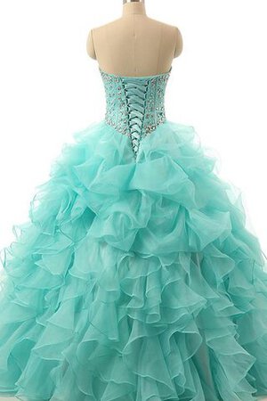 Robe de quinceanera avec décoration dentelle fermeutre eclair de lotus cordon avec perle