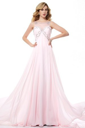 Robe de bal longue manche nulle en chiffon de princesse avec perle