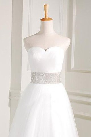 Robe de mariée longue ceinture avec décoration dentelle avec ruban de col en cœur