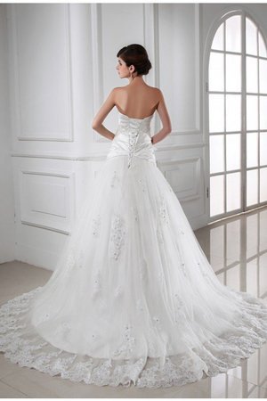 Robe de mariée en satin a-ligne cordon textile en tulle de princesse