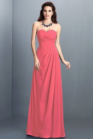 Robe demoiselle d'honneur longue avec chiffon avec zip avec fronce manche nulle