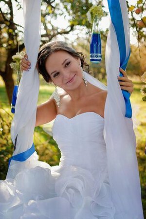 Robe de mariée de col en cœur sans dos longueru au niveau de sol en organza en dentelle