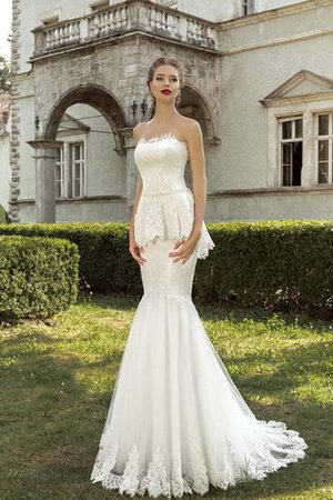 Robe de mariée en dentelle de sirène avec sans manches de bustier jusqu'au sol