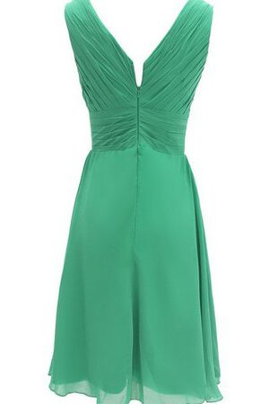 Robe demoiselle d'honneur naturel courte a-ligne avec chiffon v encolure