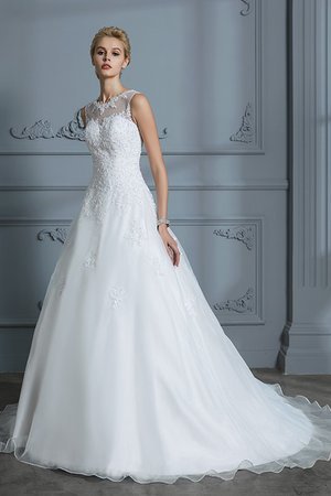 Robe de mariée en tulle decoration en fleur de traîne moyenne de mode de bal gracieux