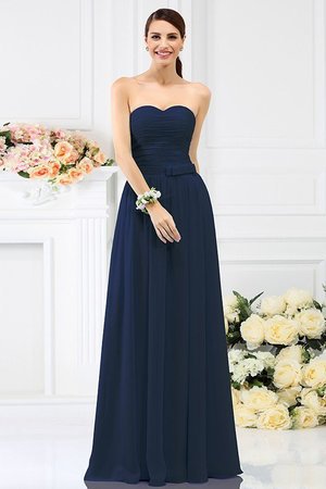 Robe demoiselle d'honneur longue col en forme de cœur a-ligne avec zip avec fronce