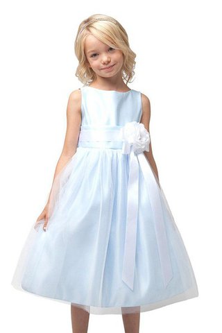 Robe cortège fille avec zip col en bateau avec nœud de tour de ceinture en haute avec fleurs