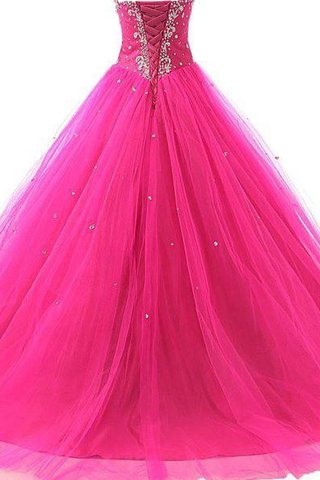 Robe de quinceanera longue de mode de bal en tulle col en forme de cœur avec perle