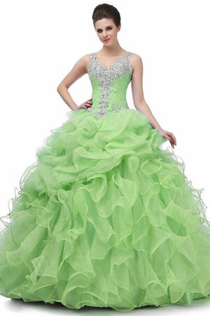 Robe de quinceanera avec perle en organza fabuleux romantique longue