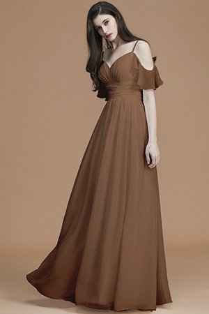 Robe demoiselle d'honneur naturel jusqu'au sol manche nulle de lotus ligne a