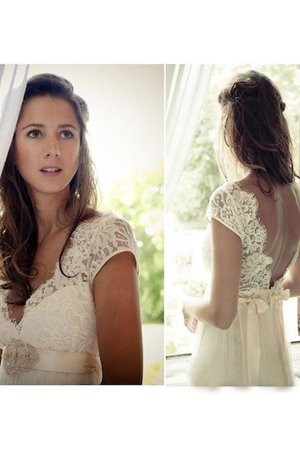 Robe de mariée naturel ligne a de princesse textile en tulle de col en v