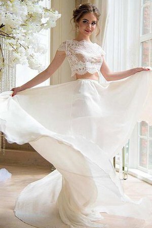 Robe de mariée sexy nature simple de col bateau avec manche épeules enveloppants