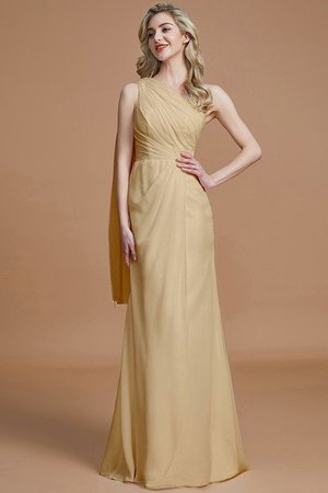 Robe demoiselle d'honneur naturel en chiffon maillot jusqu'au sol avec sans manches