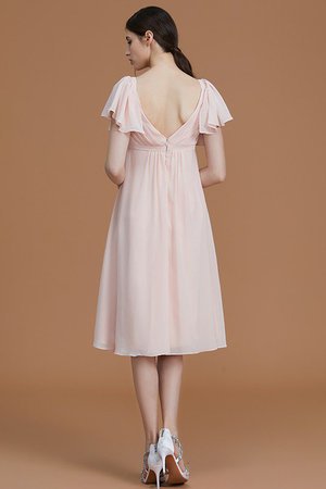 Robe demoiselle d'honneur naturel col en forme de cœur avec chiffon ruché avec zip