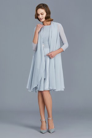 Robe mère de mariée de lotus en chiffon passionnant encolure ronde au niveau de genou