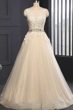 Robe de mariée naturel eclaté dos nu appliques en tulle