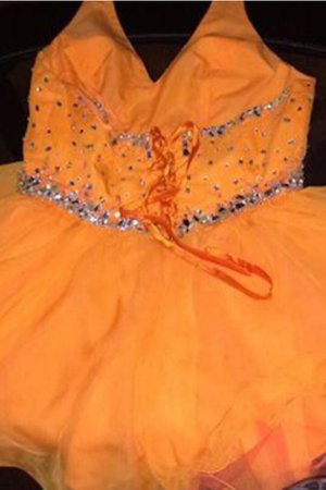 Robe de bal bref en organza manche nulle lache de dos nu