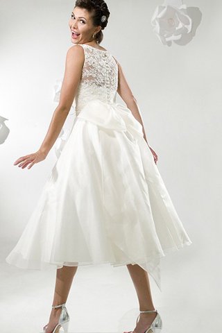 Robe de mariée ceinture en dentelle longueur mollet en satin en organza