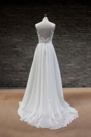 Robe de mariée naturel bref avec décoration dentelle en plage avec chiffon