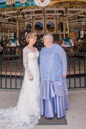 Robe mère de mariée longue facile encolure ronde jusqu'au sol a-ligne