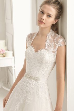 Robe de mariée naturel de traîne moyenne avec perle ceinture de princesse