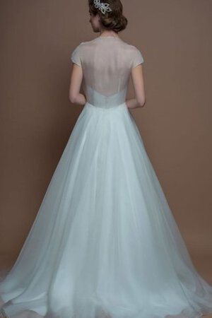 Robe de mariée naturel en organza au niveau de cou ligne a avec manche épeules enveloppants